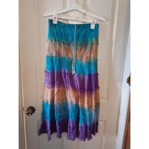 Vintage Son Tie Dye Colorblock Midi Peasant Skirt. Large. Missing Tassle.  B37
